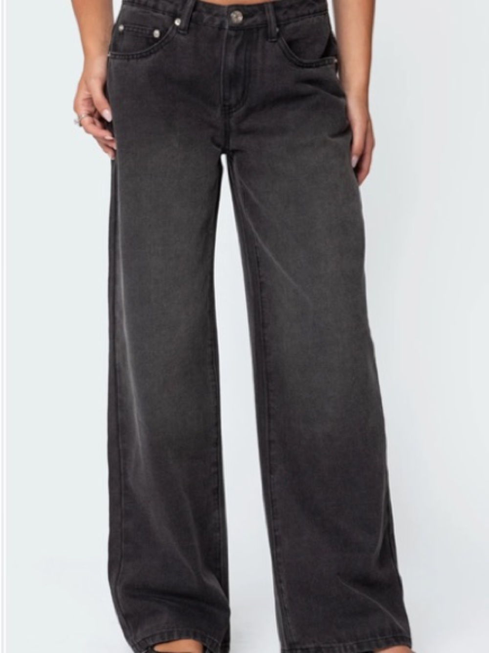 Edikted Charcoal Gray High Rise Jeans